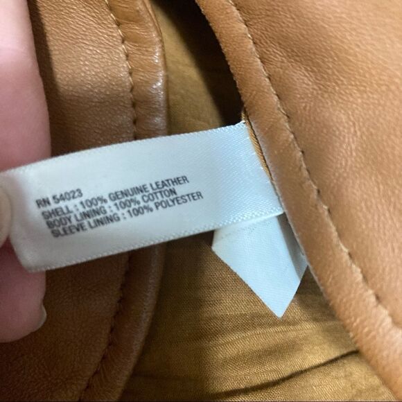 Gap Brown Leather Asymmetrical Button Up Moto Jacket Sz Small - Picture 7 of 8